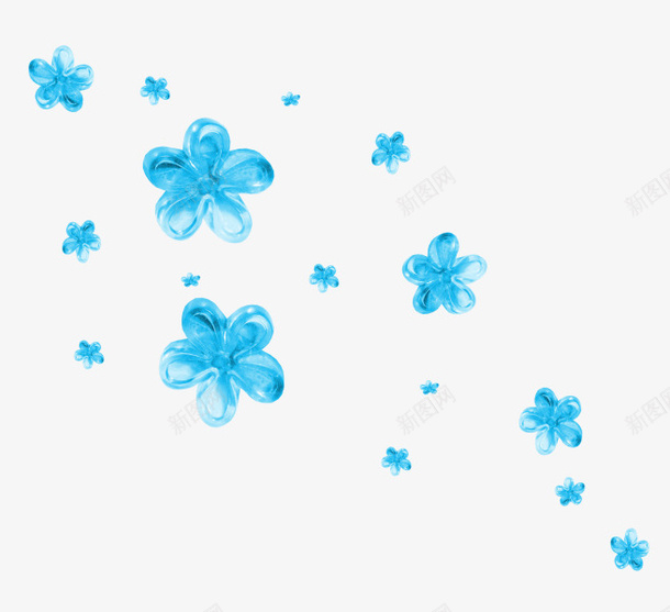 蓝色清新花朵漂浮png免抠素材_新图网 https://ixintu.com 免抠PNG 清新 漂浮素材 花朵 蓝色