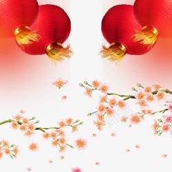 春节海报装饰灯笼植物素材