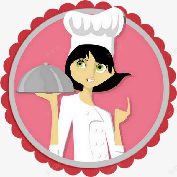 手绘女厨师png免抠素材_新图网 https://ixintu.com 卡通 厨娘 厨师 女孩 帽子 手绘