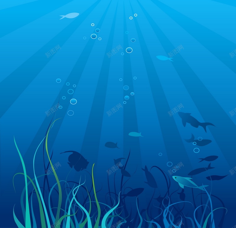 海底世界矢量图ai设计背景_新图网 https://ixintu.com 海底世界 海洋 海洋公园 海草 生物 鱼类 矢量图