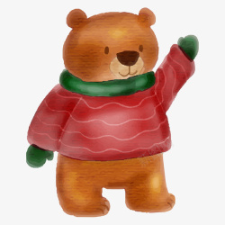 圣诞棕熊卡通手绘圣诞棕熊高清图片