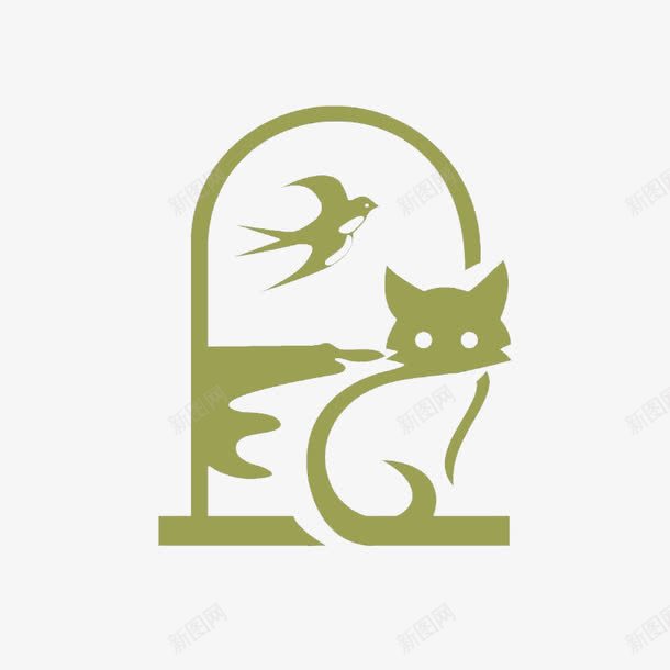 猫和燕子图案的标志图标png_新图网 https://ixintu.com logo 剪影 动物 图标 图案 标志 燕子 猫