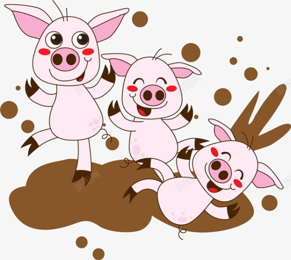 卡通猪png免抠素材_新图网 https://ixintu.com 免抠猪 卡通 土地 猪素材 玩耍的猪