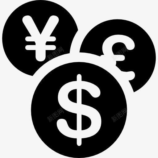 不同的货币图标png_新图网 https://ixintu.com 交换 日元 美元 英镑的生意 货币符号 银行