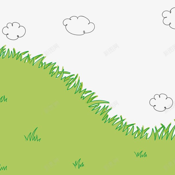 自然场景手绘草和云png免抠素材_新图网 https://ixintu.com 云 手绘 抽象云 自然场景 草
