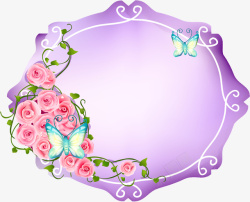 紫色立体花卉边框纹理矢量图素材