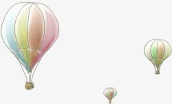 卡通手绘彩色热气球装饰素材