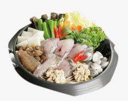 青菜营养火锅料鱼片高清图片