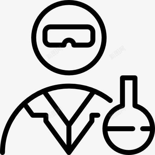 科学家图标png_新图网 https://ixintu.com 人 化工 实验室 实验室技术员 实验室插画 护目镜 瓶 科学家