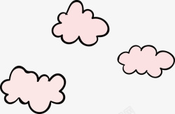 卡通手绘粉红色的云朵矢量图素材