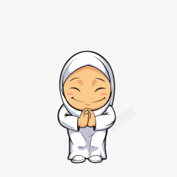 白色头巾卡通开心祈祷的女子高清图片