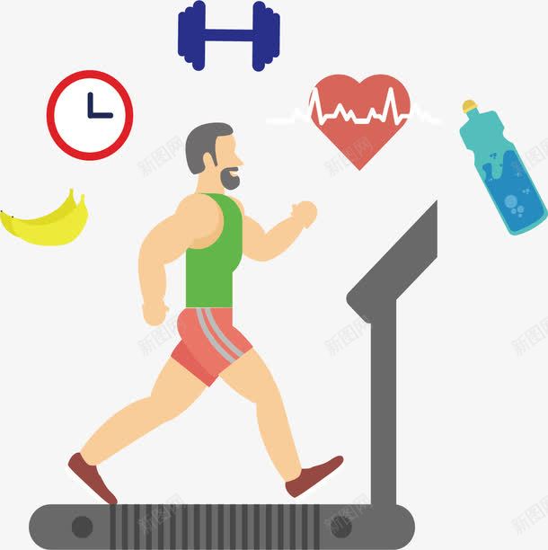 跑步机运动png免抠素材_新图网 https://ixintu.com 体能锻炼 健身 健身房 矢量素材 跑步机