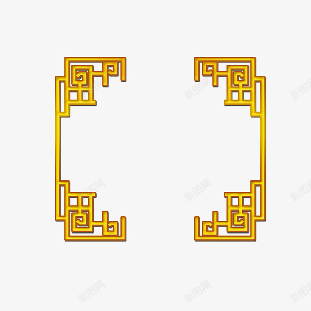 中国风边框psd免抠素材_新图网 https://ixintu.com 中国风 边框 金色