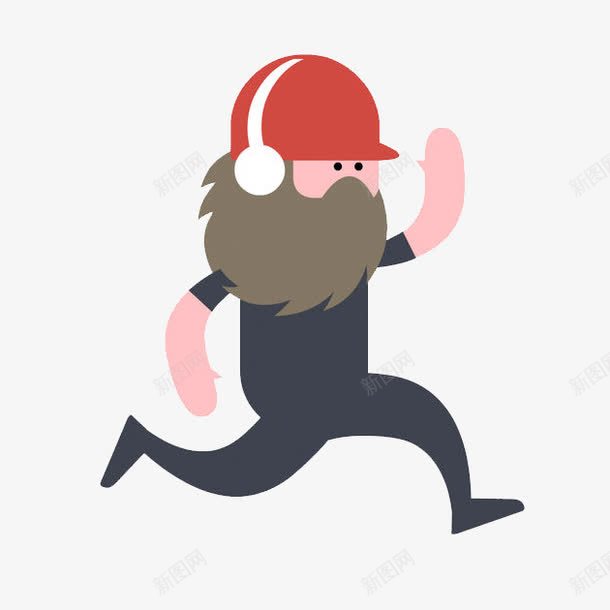 跑步人物png免抠素材_新图网 https://ixintu.com 听音乐 大胡子 手绘 男人 跑步 运动 锻炼