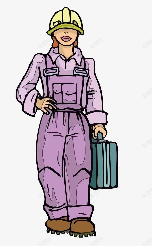 卡通提着工具箱的女工人png免抠素材_新图网 https://ixintu.com AI 劳动者 卡通 女工人 工具箱
