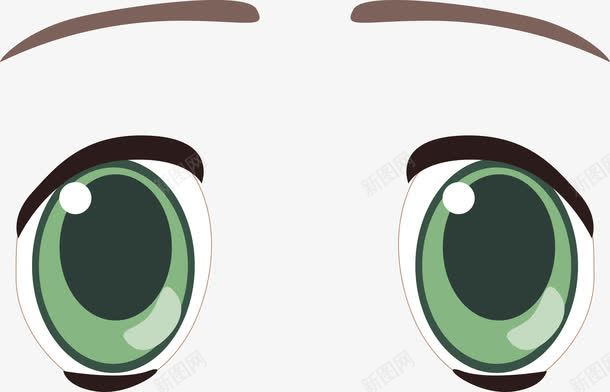 绿色水润大眼睛png免抠素材_新图网 https://ixintu.com 创意 卡通眼睛 双眼 可爱眼睛 右眼 左眼 手绘卡通 眼睛简笔画 眼神 矢量眼睛