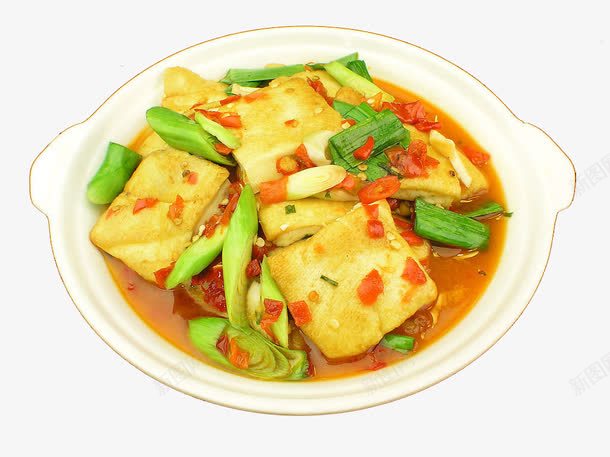 剁椒煎豆腐png免抠素材_新图网 https://ixintu.com 中华美食 传统美食 家常煎豆腐 美味熟菜 餐饮美食