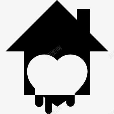 家里用熔化的心脏符号的安全系统图标图标