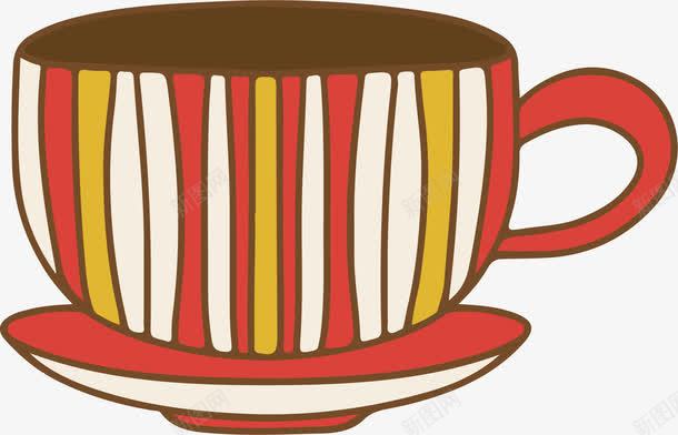 手绘条纹茶杯png免抠素材_新图网 https://ixintu.com 创意 卡通 可爱 彩色图 手绘图 条纹 简单 茶杯