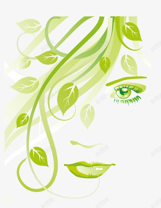绿色手绘树叶眼睛装饰png免抠素材_新图网 https://ixintu.com 树叶 眼睛 绿色 装饰