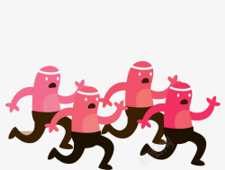 粉色手绘人物跑步小人插图素材