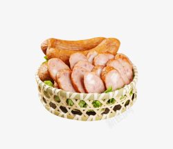 蒜味海蜇丝篮子里的腊肠高清图片