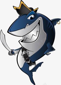 卡通深蓝色鲨鱼矢量图素材