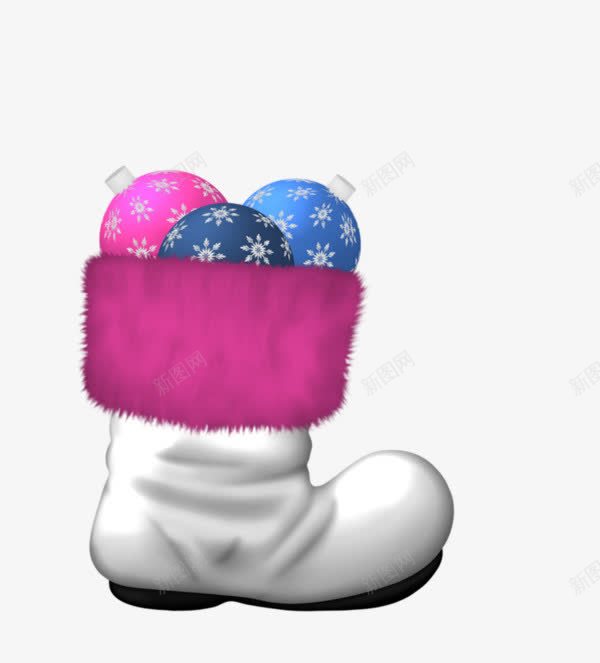 装着圣诞球的鞋子png免抠素材_新图网 https://ixintu.com 圣诞 白色 红色 节日