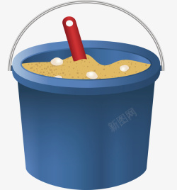 蓝色小桶蓝色装满沙子的小桶矢量图高清图片