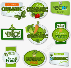 绿色蔬菜标签矢量图素材