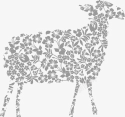 灰色绵羊创意叶子绵羊高清图片
