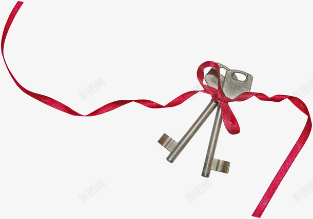 红色彩带上的钥匙png免抠素材_新图网 https://ixintu.com 彩带 红色彩带 钥匙