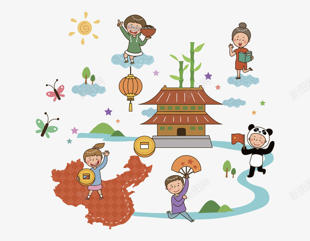卡通儿童png免抠素材_新图网 https://ixintu.com 人物画 卡通儿童 卡通手绘 水彩画 肖像画 装饰图案