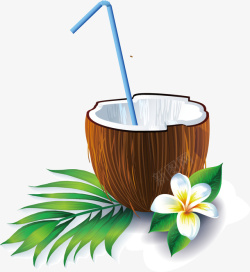 美味椰汁水彩美味椰汁矢量图高清图片