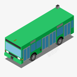 卡通绿色的公交车矢量图素材