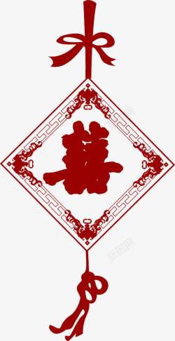 红色中国风中国结装饰手绘素材