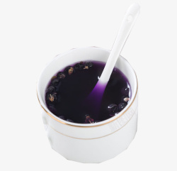 枸杞果一杯紫色野生黑枸杞茶高清图片