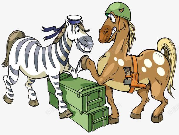 手绘两匹马的竞争png免抠素材_新图网 https://ixintu.com 争斗 卡通 手绘 箱子 马匹