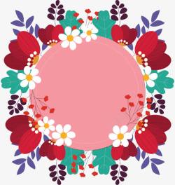 热带花朵边框红白色春花装饰框高清图片