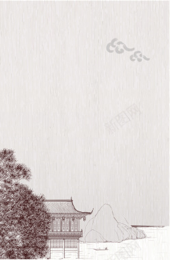 中式建筑水墨海报背景矢量图背景