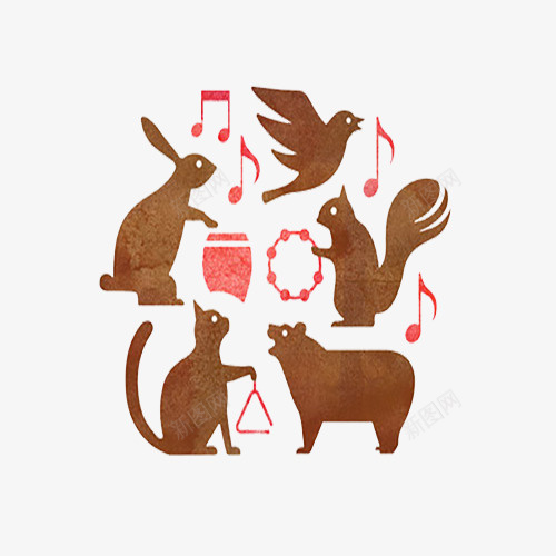音乐动物psd免抠素材_新图网 https://ixintu.com 动物 简约 褐色 音乐