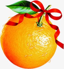 系蝴蝶结的大橙子新鲜水果素材