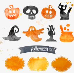 万圣节HALLOWEEN扫把手绘万圣节元素矢量图高清图片