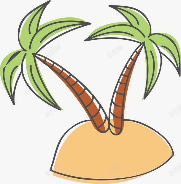 孤独的岛屿矢量图ai免抠素材_新图网 https://ixintu.com 卡通手绘 小清新 椰子 椰子树 独立 矢量图