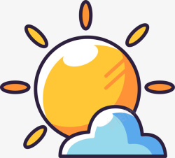 云后的太阳炎炎夏日卡通太阳高清图片