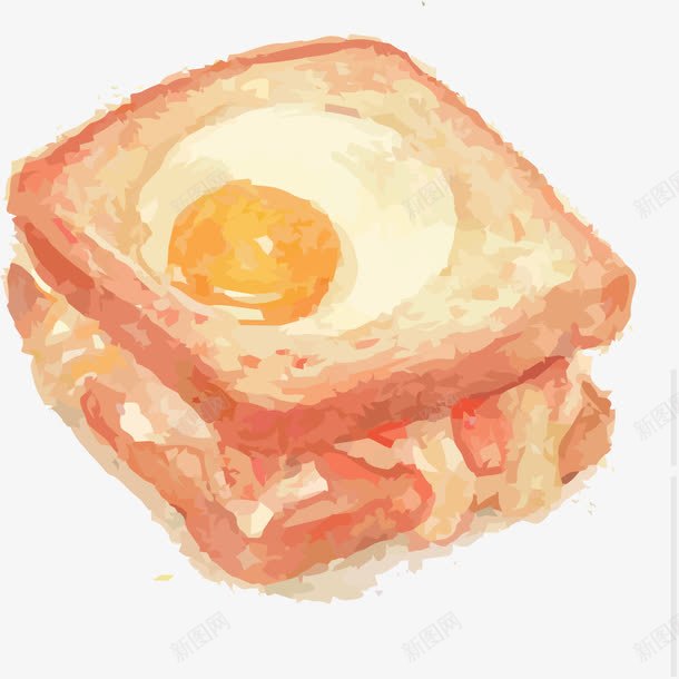 手绘面包鸡蛋png免抠素材_新图网 https://ixintu.com 手绘插画 美食食物 鸡蛋面包