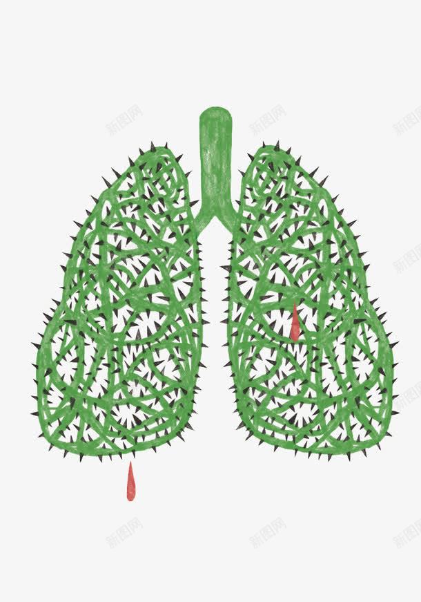 卡通绿色肺部png免抠素材_新图网 https://ixintu.com 吸烟 器官 肺部 肺部创意 肺部图案 荆棘