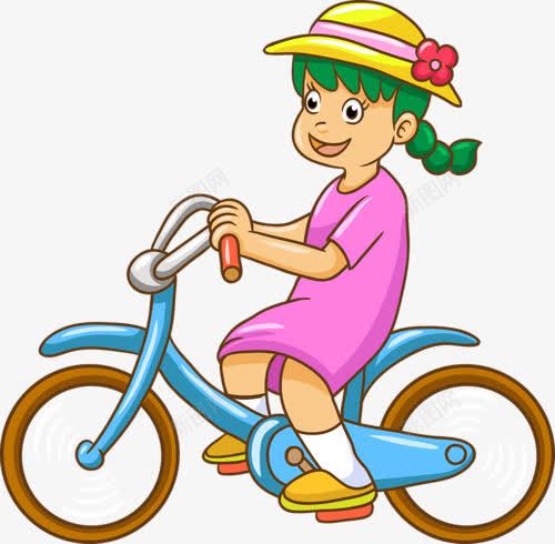 小女孩骑车png免抠素材_新图网 https://ixintu.com 儿童 卡通人物 小孩子 童年
