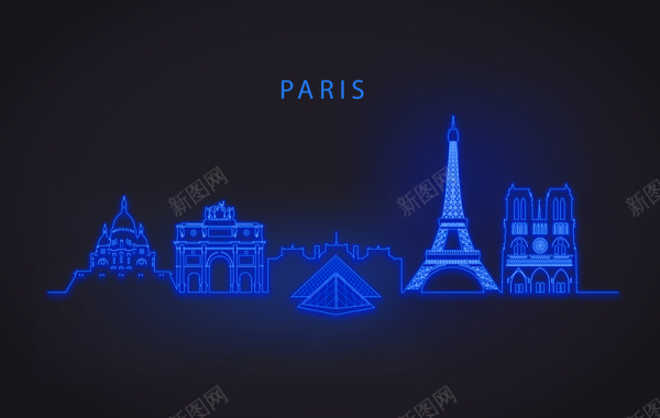 巴黎光效海报矢量图背景