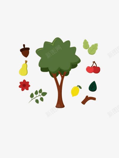 手绘水果树png免抠素材_新图网 https://ixintu.com 卡通 水果 水果树 简约